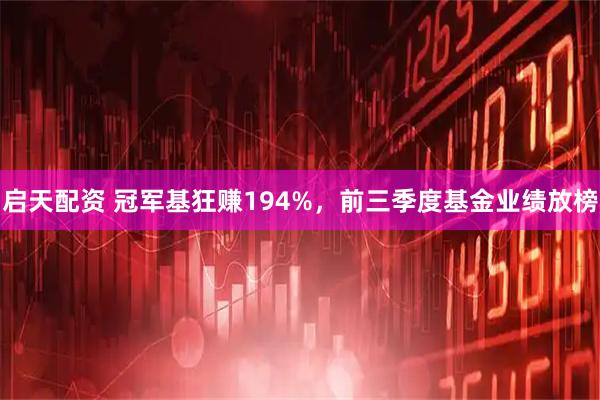启天配资 冠军基狂赚194%，前三季度基金业绩放榜