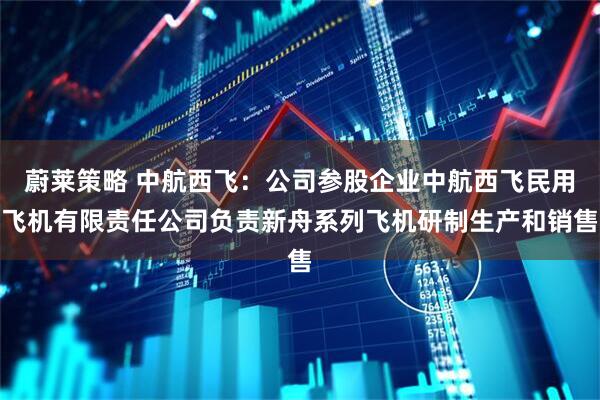 蔚莱策略 中航西飞：公司参股企业中航西飞民用飞机有限责任公司负责新舟系列飞机研制生产和销售