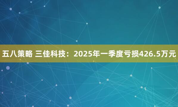 五八策略 三佳科技：2025年一季度亏损426.5万元