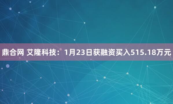 鼎合网 艾隆科技：1月23日获融资买入515.18万元