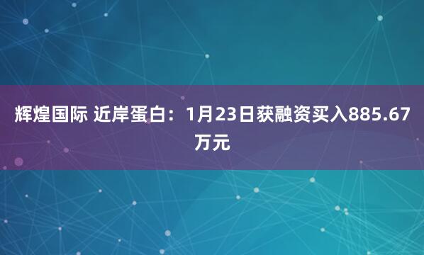 辉煌国际 近岸蛋白：1月23日获融资买入885.67万元