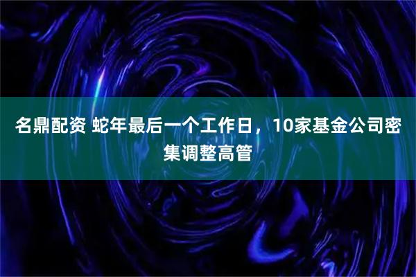 名鼎配资 蛇年最后一个工作日，10家基金公司密集调整高管